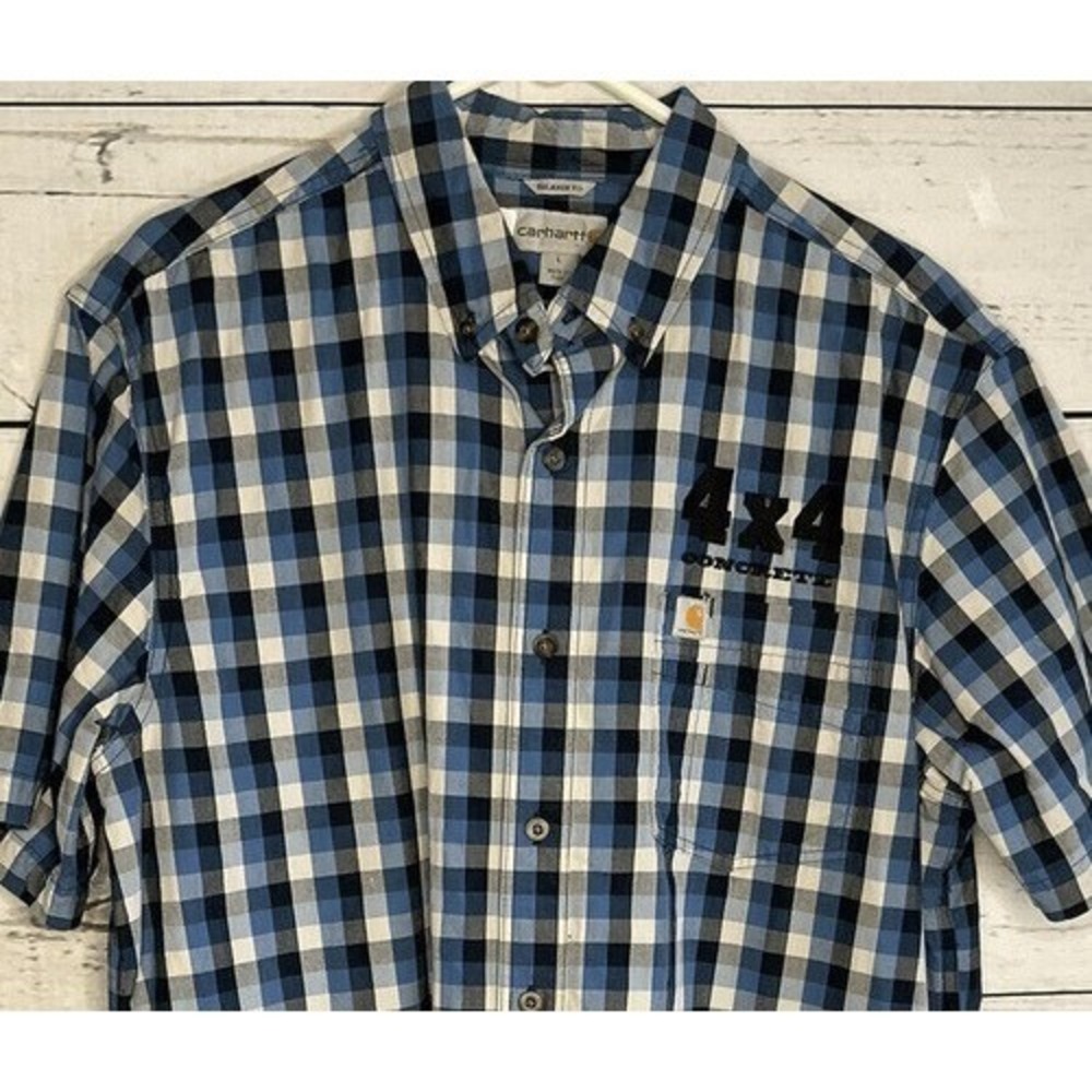 Carhartt 4X4 Concrete Plaid Short Sleeve Button Up Relaxed Fit Shirt Men L India